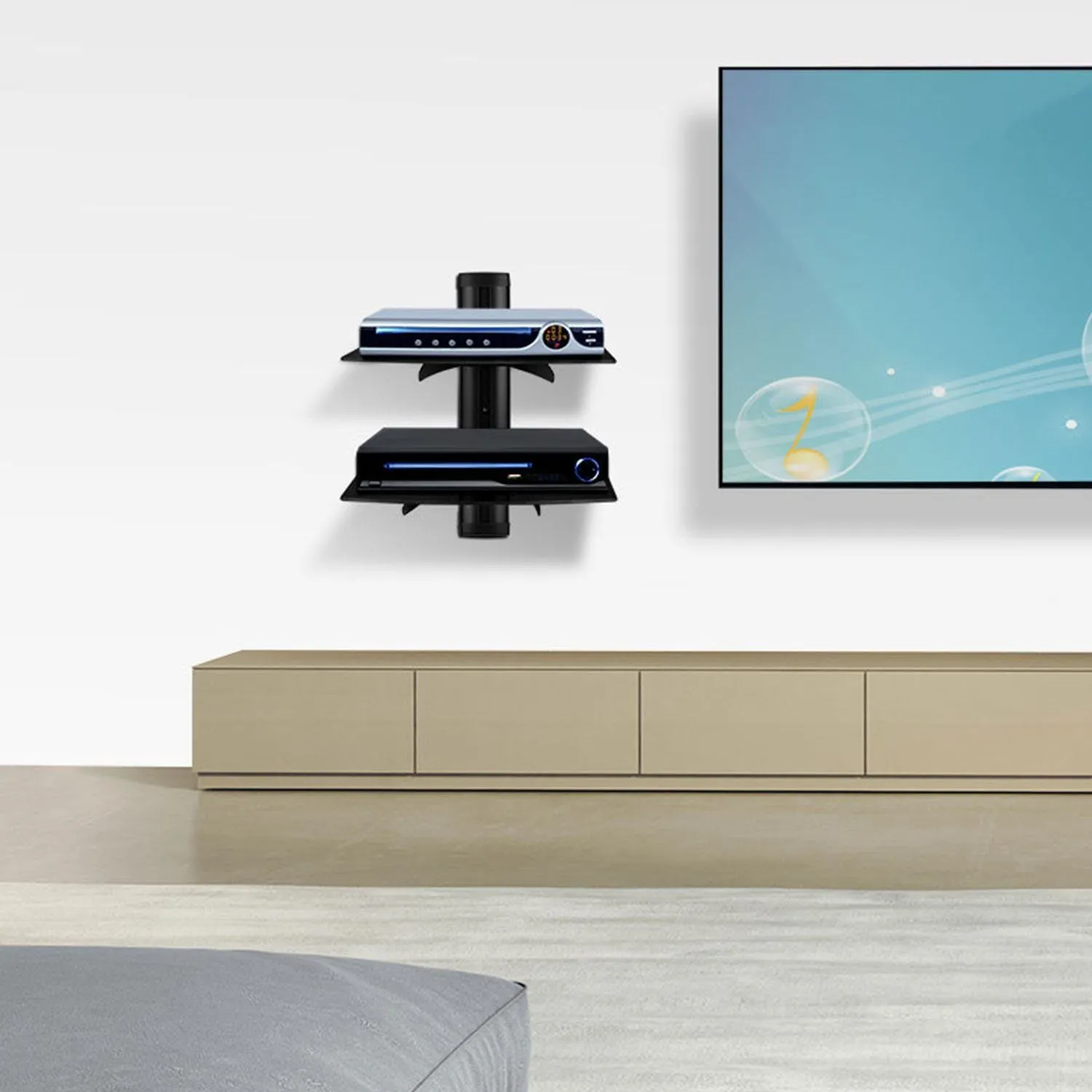 2 Tier Dual Glass Shelf Wall Mount