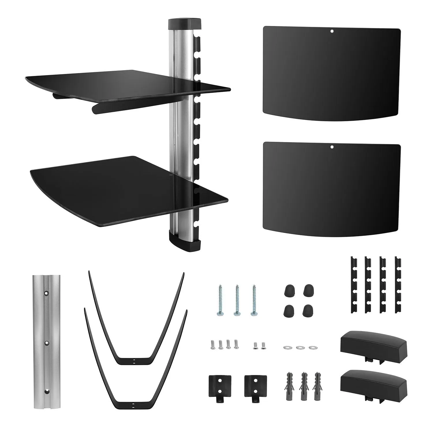 2 Tier Dual Glass Shelf Wall Mount