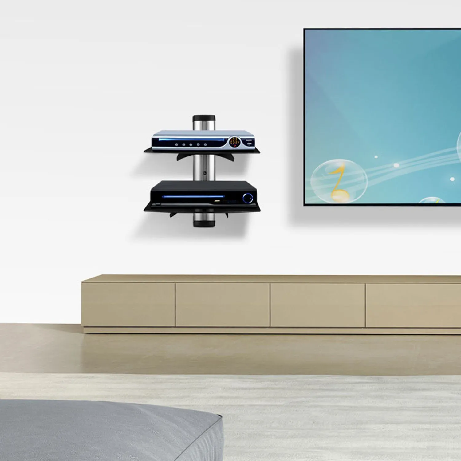2 Tier Dual Glass Shelf Wall Mount