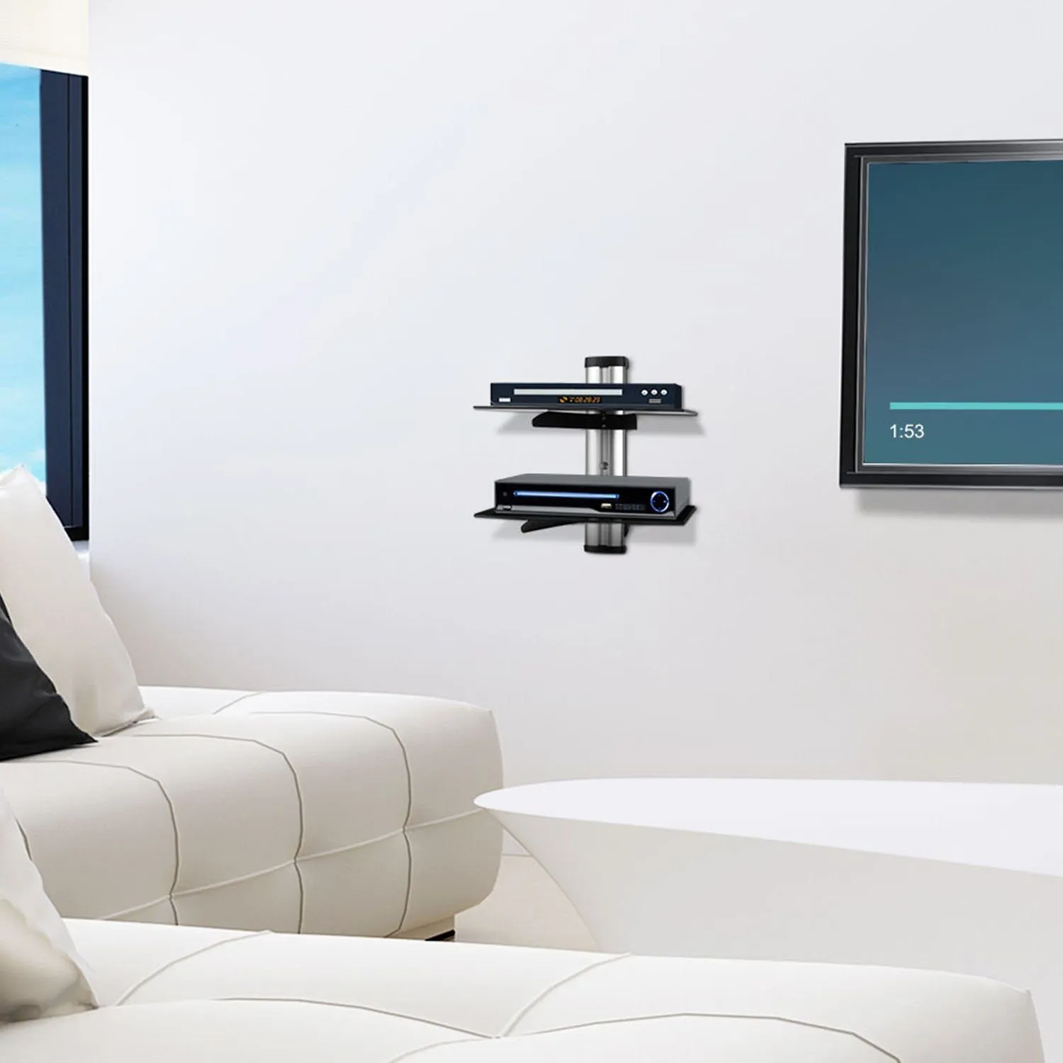 2 Tier Dual Glass Shelf Wall Mount