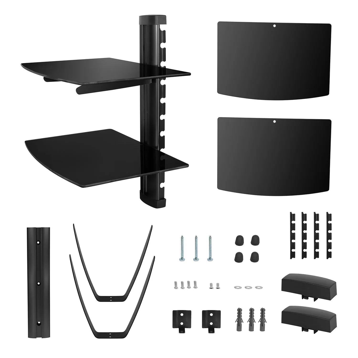 2 Tier Dual Glass Shelf Wall Mount