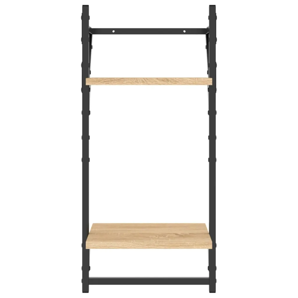 2-Tier Wall Shelves with Bars 2 pcs Sonoma Oak 30x25x65 cm