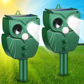2025 Upgraded Solar Animal Repellent Deterrent with Motion Detection Ultrasonic Control for Bird Deer Dog Cat Squirrel Raccoon Skunk Rabbit Fox,Bird Repellent for Garden Yard Farm Balconies,2 Pack