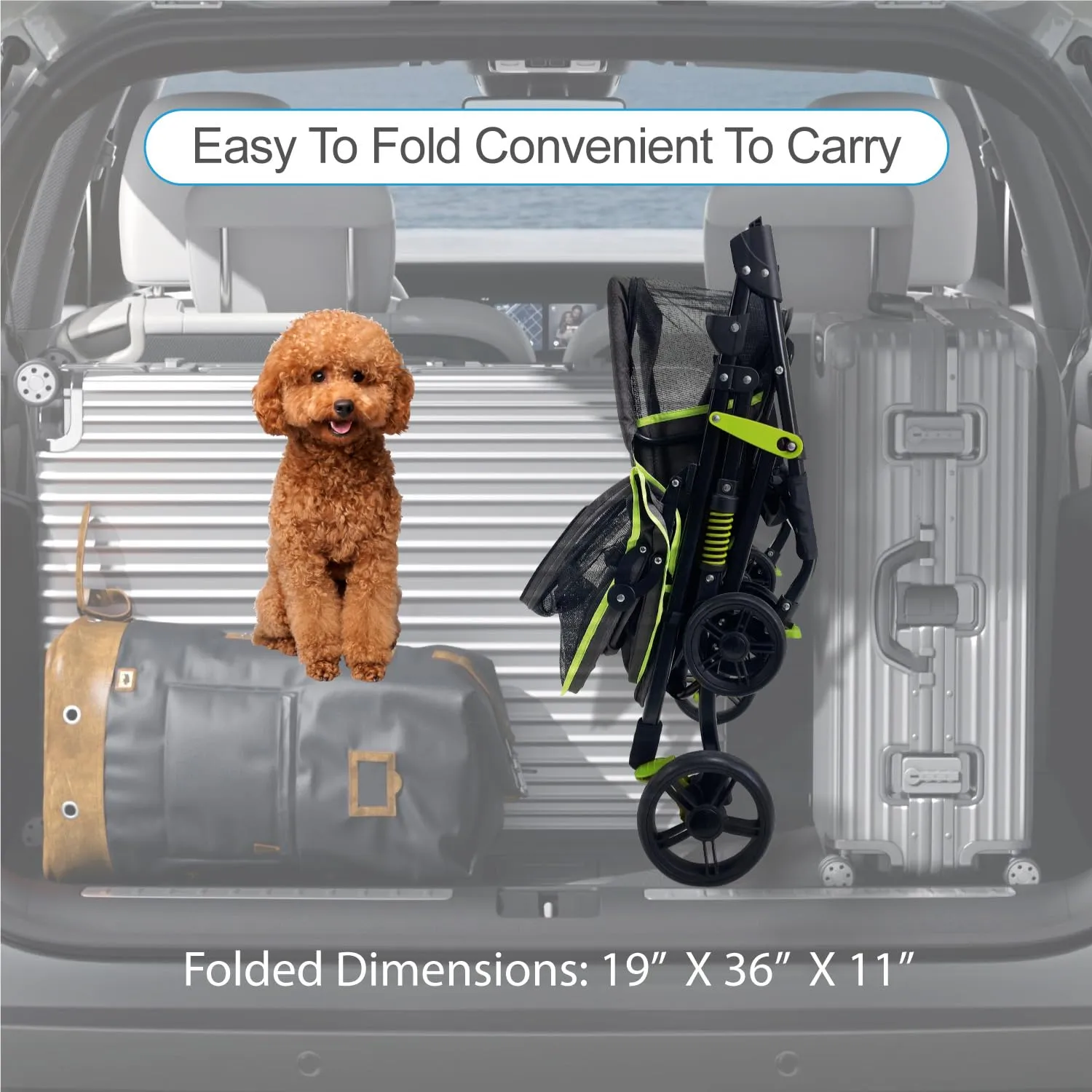 27.2 Buddy Buggies Foldable Pet Stroller - Shock Absorbing Frame with Storage - Machine Washable Fabric - Durable Mesh & UV Protected Retractable Canopy - Cat & Dog Stroller Up to 60lb