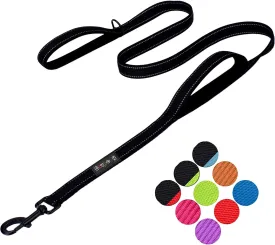 3M Reflective Dog Leash 5ft Long with Traffic Padded Handle, Dog Training Leash Heavy Duty,Double Handle Lead for Large or Medium Dog Black