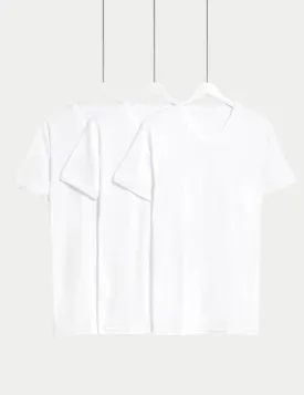 3pk Pure Cotton V-Neck T-Shirt Vests