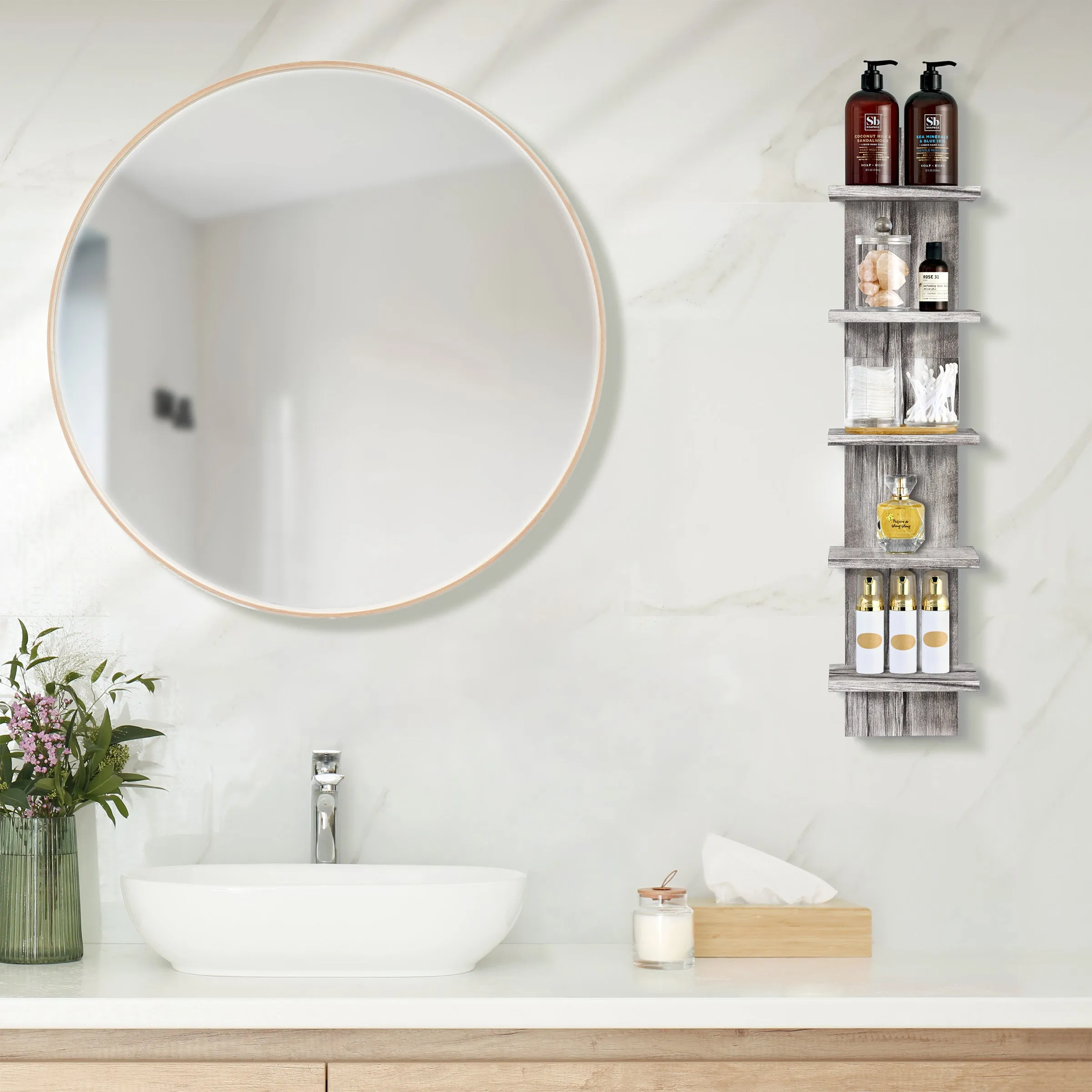 5 Tier Vertical Wall Shelf Unit