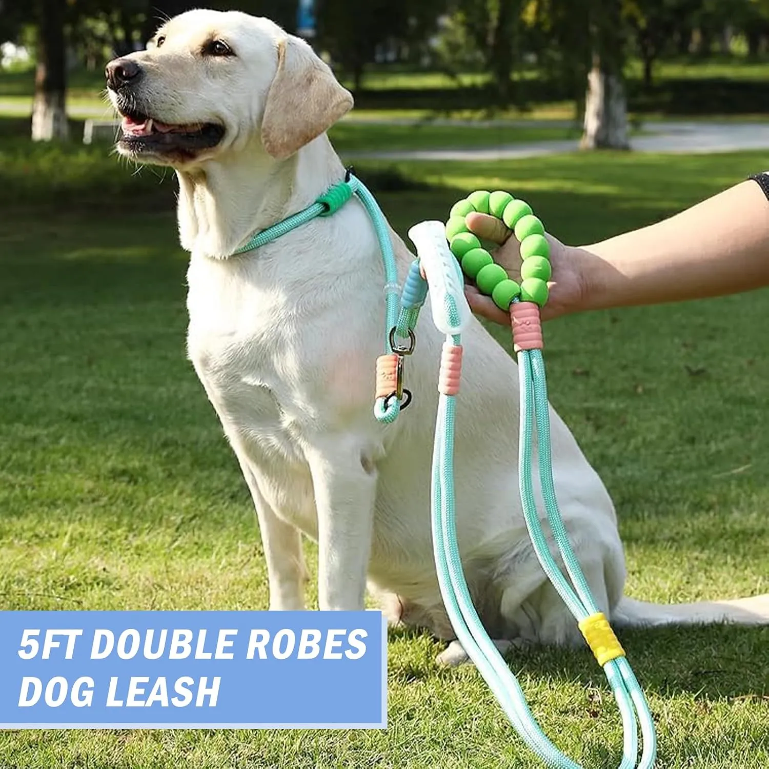 5FT Heavy Duty Dog Leash for Medium & Large Dogs - 2 Comfortable Traffic/Padded Handles, Hands-Free Hip/Waist/Crossbody Design, Ideal for Walking, Running, Training, Jogging