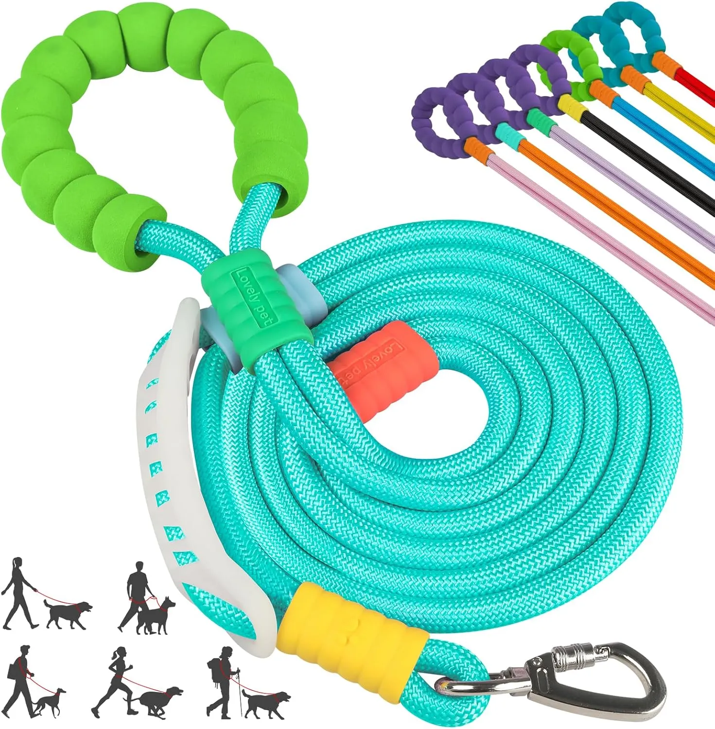 5FT Heavy Duty Dog Leash for Medium & Large Dogs - 2 Comfortable Traffic/Padded Handles, Hands-Free Hip/Waist/Crossbody Design, Ideal for Walking, Running, Training, Jogging