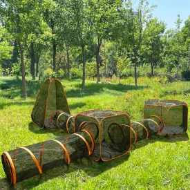 6-in-1 Outdoor/Indoor Pet Playhouse, Foldable Portable Compound Pet Tent and Tunnel, Yard Traveling Camping Playpen Enclosure for Cat,Kitty,Dog,Puppy,Rabbit with Carrying Bag