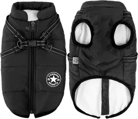 Aiboria Dog Coat for Winter Waterproof Dogs Jackets Windproof Fleece Small Dog Vest Harness Winter Warm Dog Jacket Padded Pet Black S