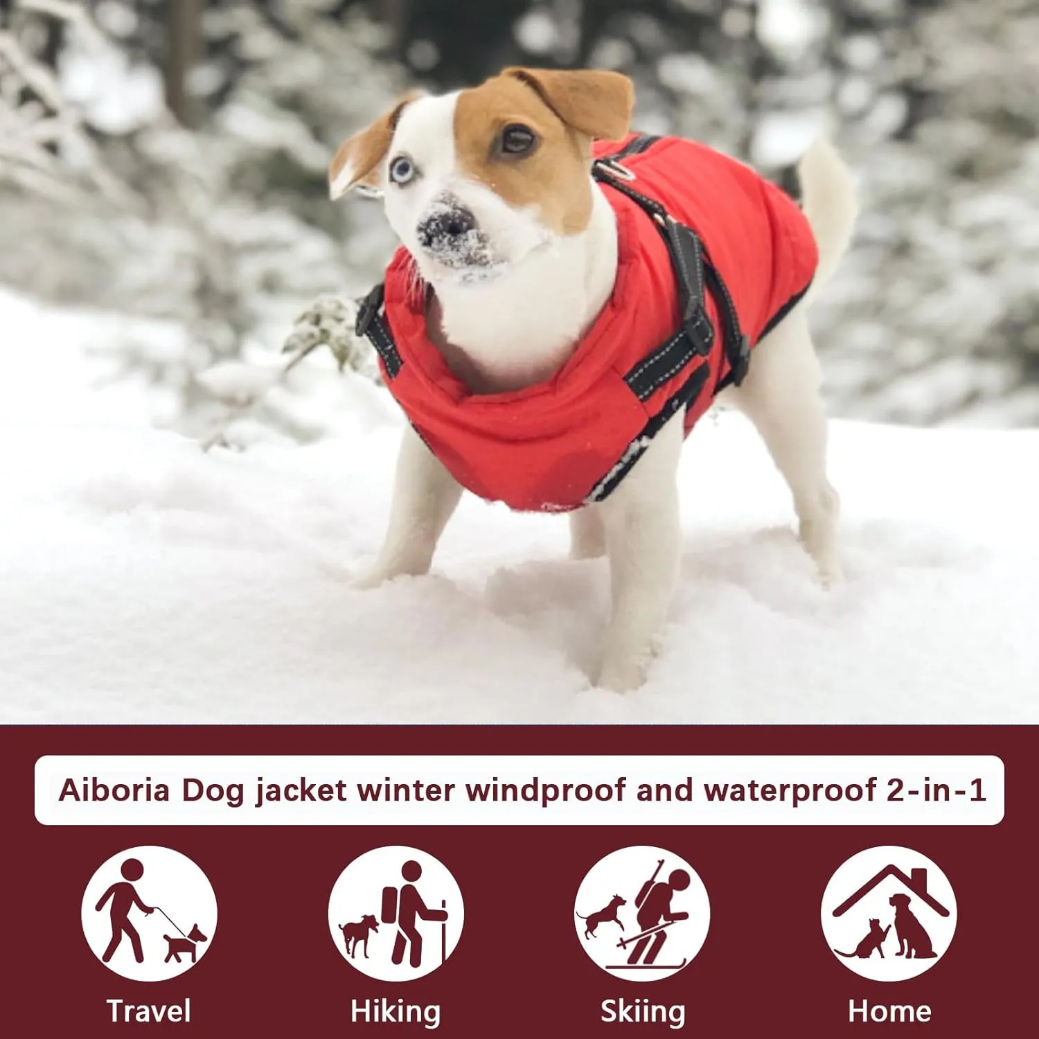 Aiboria Dog Jackets for Winter Windproof Waterproof 2 in 1 Outfit Cold Weather Coat Dog Vest Harness Puppy Winter Warm Jacket Small Blue S
