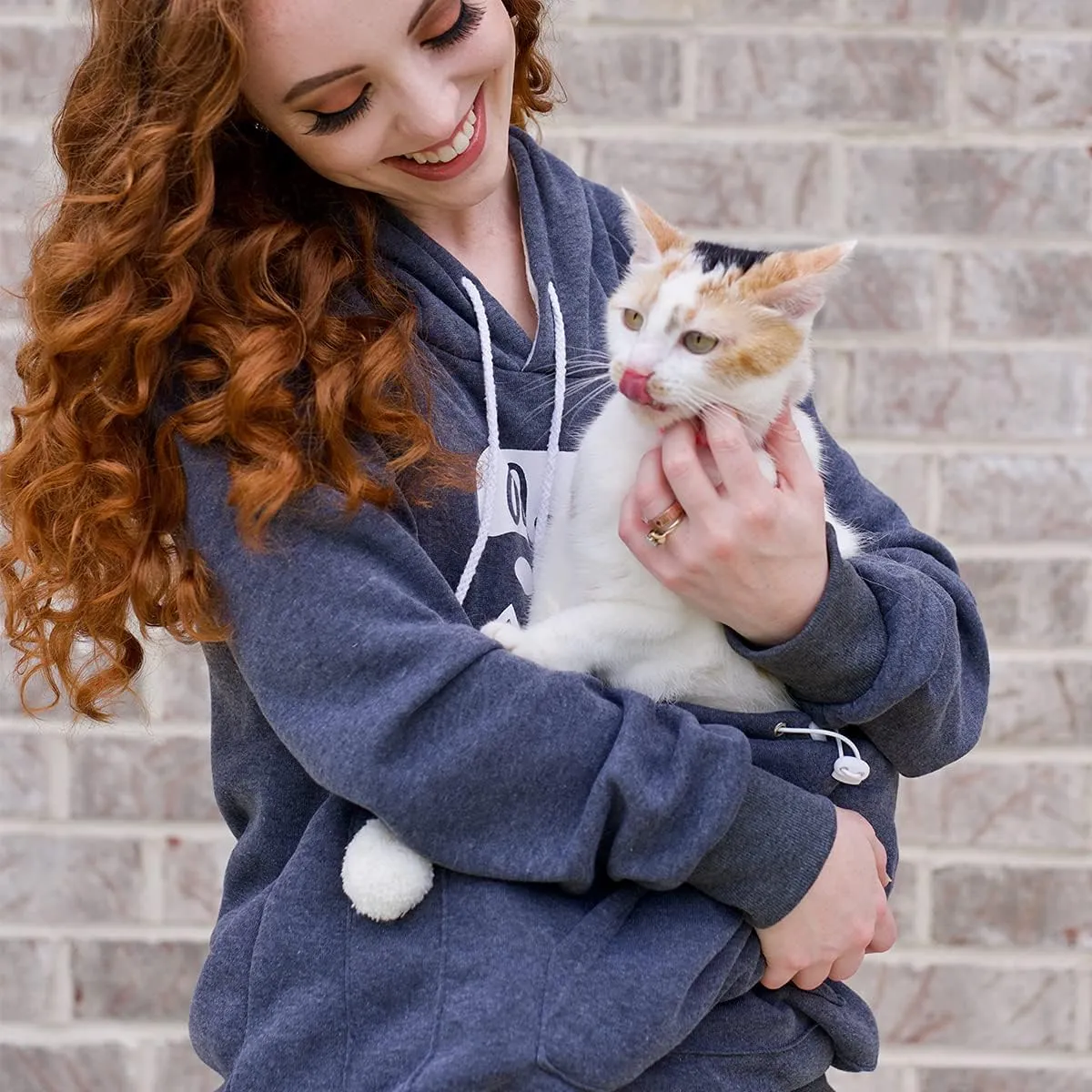 ALYC Pet Pouch Hoodie- Dog Cat Holder Carrier Sweatshirt Fleece Big Pouch Pullover for Women (Dark Grey, Small)