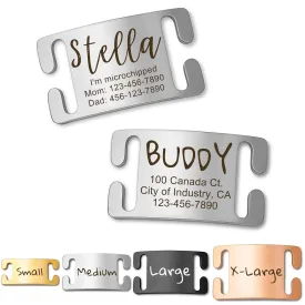 Anavia Slide On Silent Pet ID Tags, Personalized Engraved Multi-Color Plated Stainless Steel Cat Dog Name Tags, Glossy Customized Chew-Proof Quiet Dog Collar Tags (Medium, Silver)