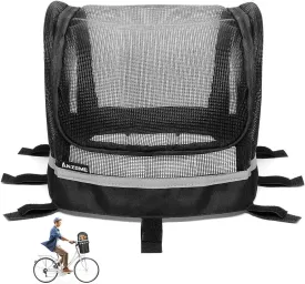 ANZOME Bike Basket Cover, Removable Full Zip Opening Dog Bike Basket Cover, Easily Put in & Take Out Breathable Net for Maximum Basket 12.9L*8.6W (Basket not Included)