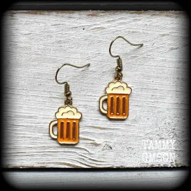 Beer mug earrings-Beer stein earrings