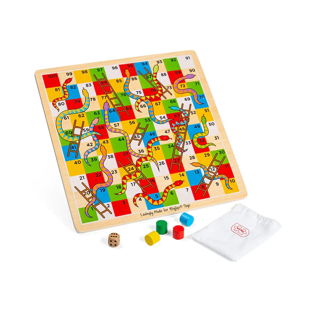 Bigjigs Traditional Snakes & Ladders Game