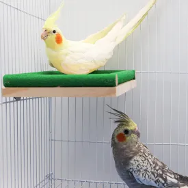 Bird Perch Grinding Stand, Wooden Parrot Perch Stand with Rough Quartz Sand Surface, Cage Accessories for Parakeet Cockatiel Budgies Conures Lovebird Finch