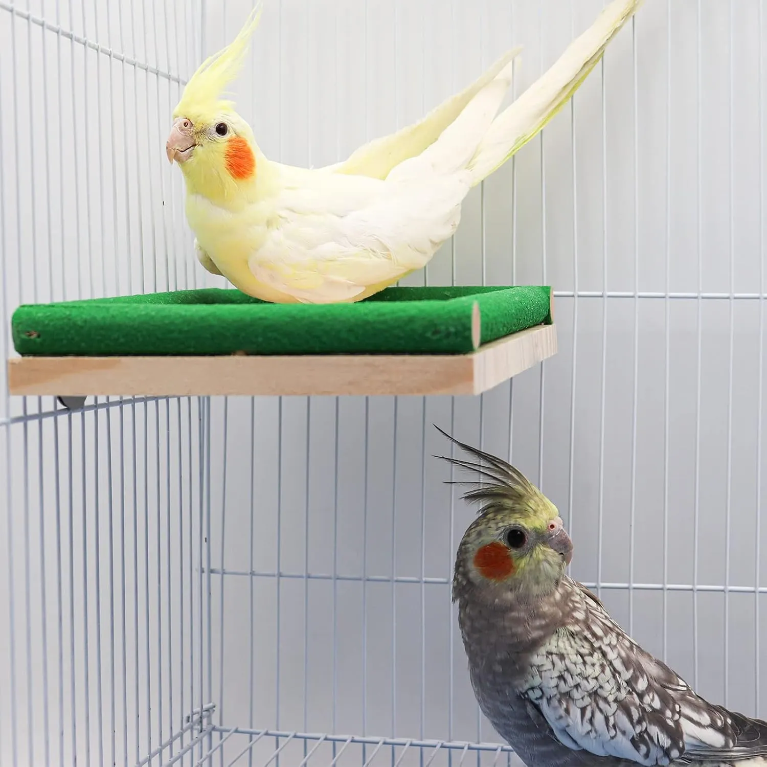 Bird Perch Grinding Stand, Wooden Parrot Perch Stand with Rough Quartz Sand Surface, Cage Accessories for Parakeet Cockatiel Budgies Conures Lovebird Finch