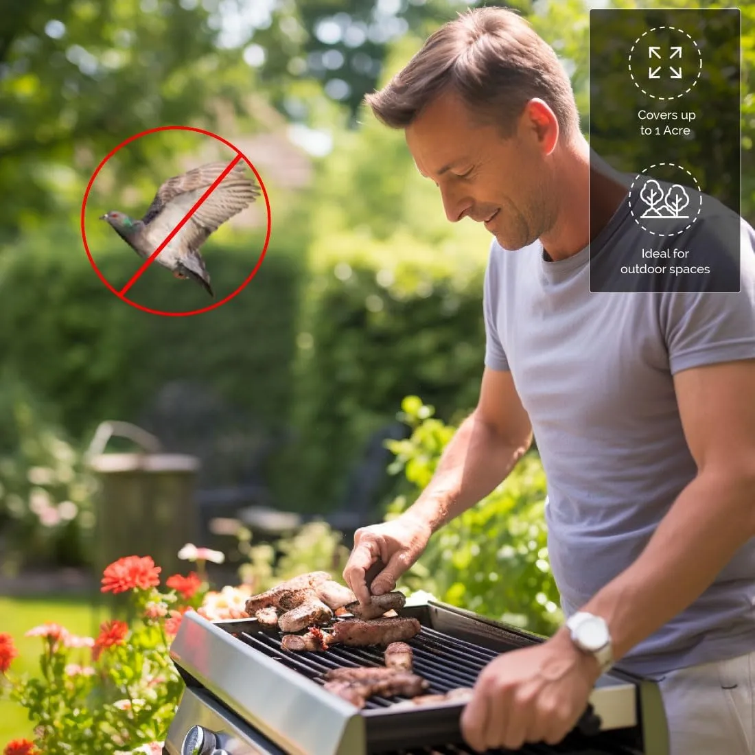 Bird-X BirdXPeller Pro Electronic Bird Preventer Version 2, Sonic Bird Decoy Device, Perfect for Crows, Blackbirds, Grackles, Cormorants, and Ravens, Covers up to 1 Acre, 3-5 kHz Frequency