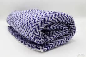 Blue & White Chevron Cashmere Blanket