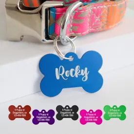 Bone Shape Dog ID Tags Aluminum Custom Laser Engraved Both Sides with up to 4 Lines of Text, Dog Name Tags Personalized with Durable Engraving