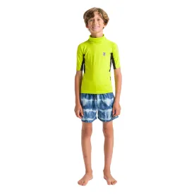 C-Skins Junior Unisex NuWave Rash X UPF50  Short Sleeve Rash Vest (Lime/Anthracite/Multi)