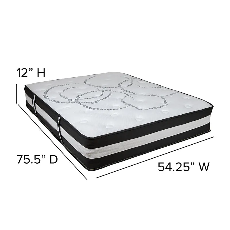 Capri Comfortable Sleep Full 12 Inch CertiPUR-US Certified Foam Pocket Spring Mattress & 2 inch Gel Memory Foam Topper Bundle