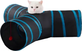 Cat Tunnels for Indoor Cats 3 Way Play Toy Kitty Tunnel Peek Hole Toy with Ball for Cat Tube Fun for Rabbits Kittens and Dogs