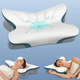 Cervical Pillow for Neck Pain Relief - Ergonomic Neck Pillow for Sleeping Contour Memory Foam Pillows with Cooling Pillowcase, Orthopedic Bed Pillow for Side Back Stomach Sleepers