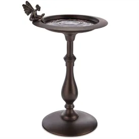 Classic Bronze Pedestal Bird Bath with Fairy