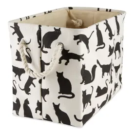 Collapsible Pet Storage Bin, Cat's Meow Print, Black/White, Small - 14x8x9"