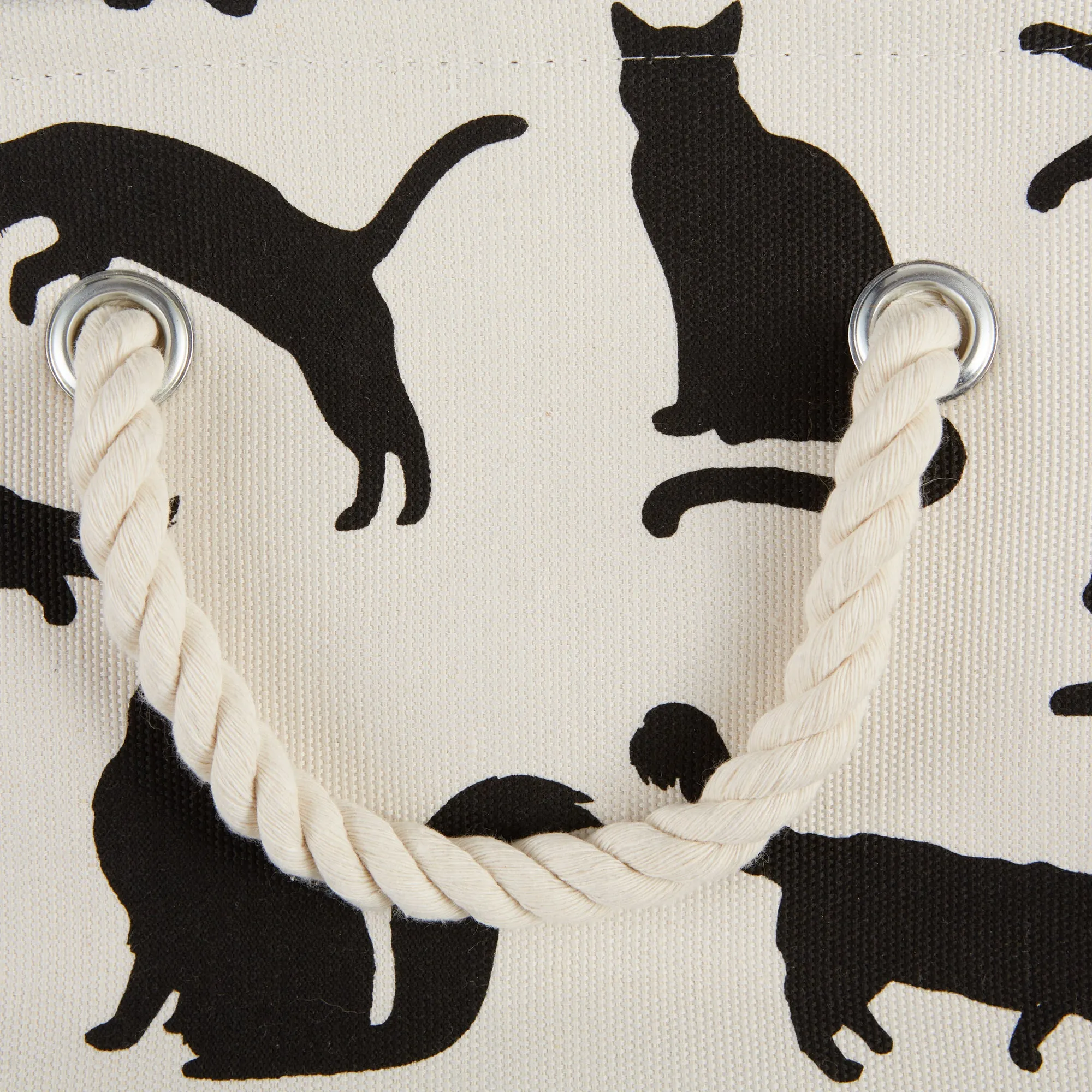 Collapsible Pet Storage Bin, Cat's Meow Print, Black/White, Small - 14x8x9"