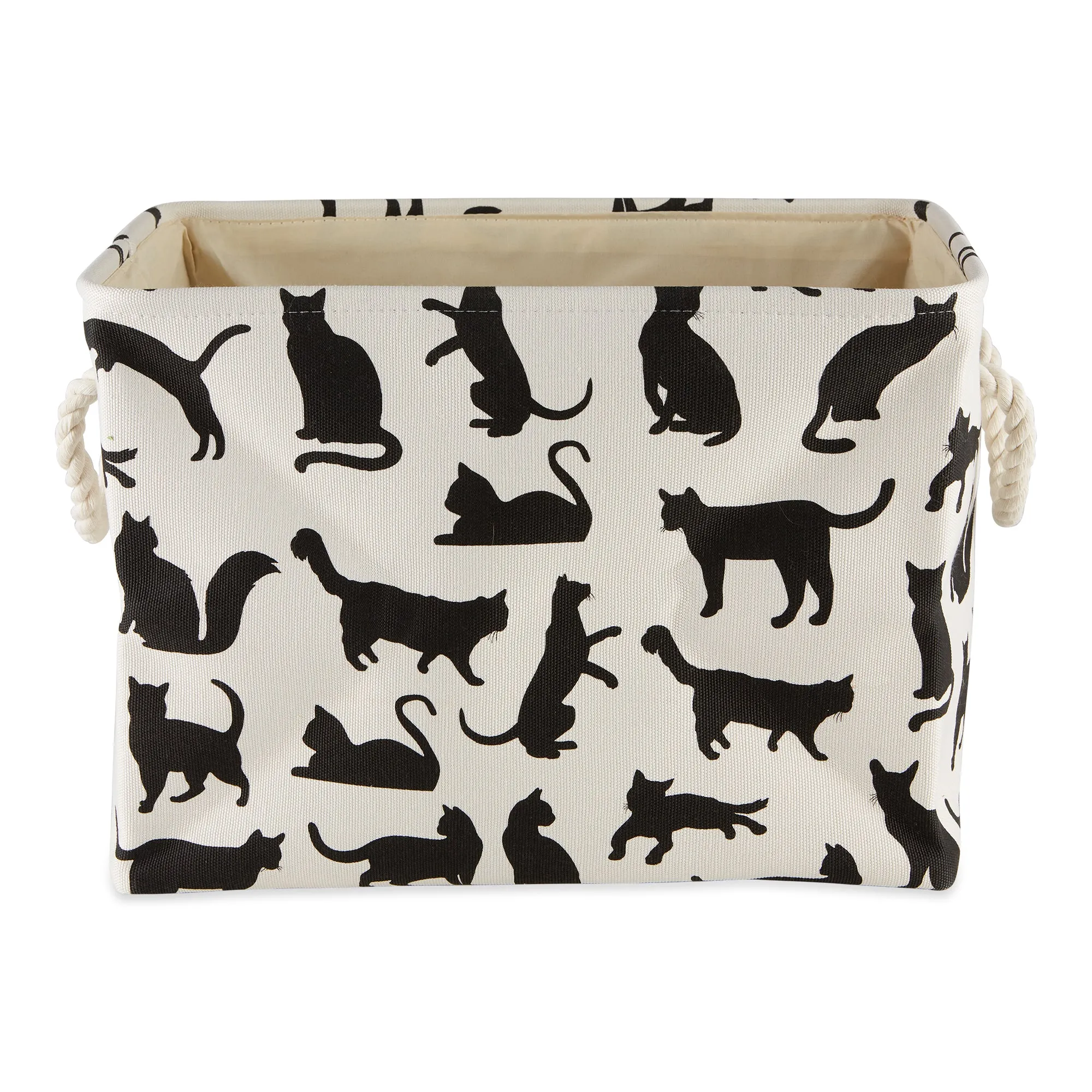 Collapsible Pet Storage Bin, Cat's Meow Print, Black/White, Small - 14x8x9"