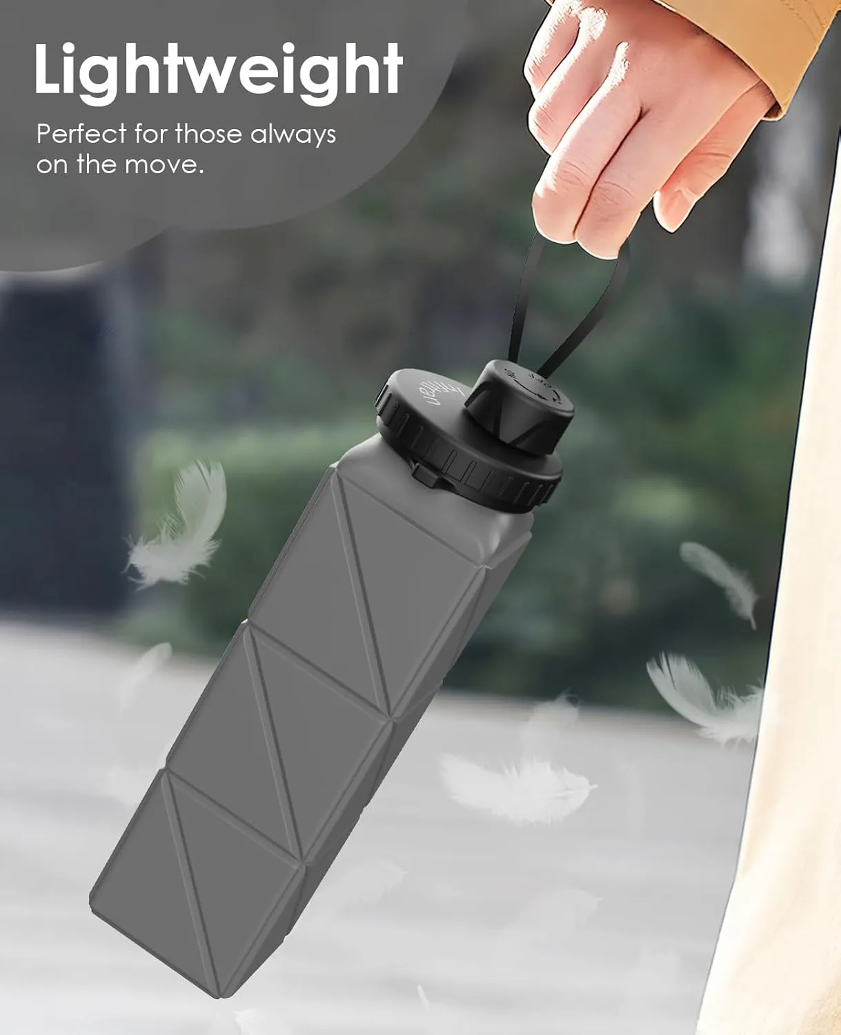 Collapsible Water Bottles, BPA-Free Leak-Proof Silicone Foldable Water Bottle Cup, Durable Lightweight Bottle for Gym Travel Camping Hiking Running Sport,2Pack(Gray Pink)