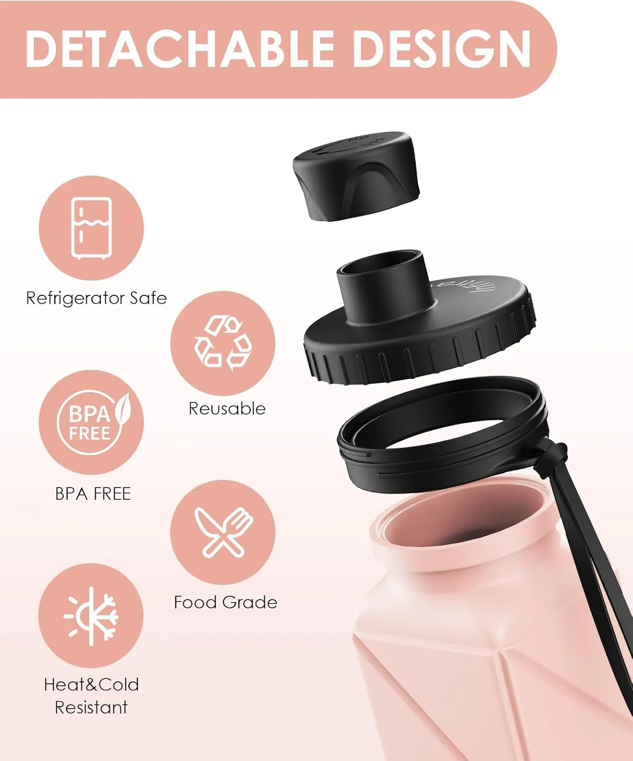 Collapsible Water Bottles, BPA-Free Leak-Proof Silicone Foldable Water Bottle Cup, Durable Lightweight Bottle for Gym Travel Camping Hiking Running Sport,2Pack(Gray Pink)