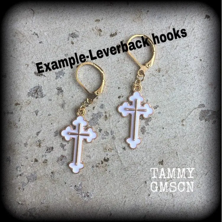Cross earrings Christian cross earrings Cross pendant Jesus earrings Religious earrings Catholic earrings Mens cross earrings Womens cross