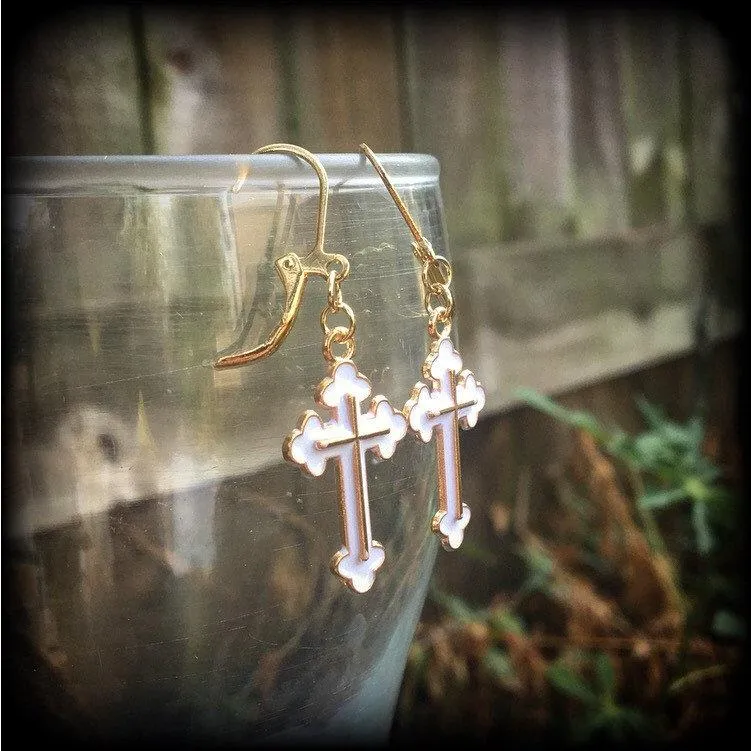 Cross earrings Christian cross earrings Cross pendant Jesus earrings Religious earrings Catholic earrings Mens cross earrings Womens cross
