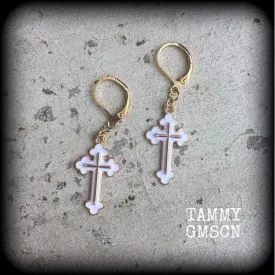Cross earrings Christian cross earrings Cross pendant Jesus earrings Religious earrings Catholic earrings Mens cross earrings Womens cross