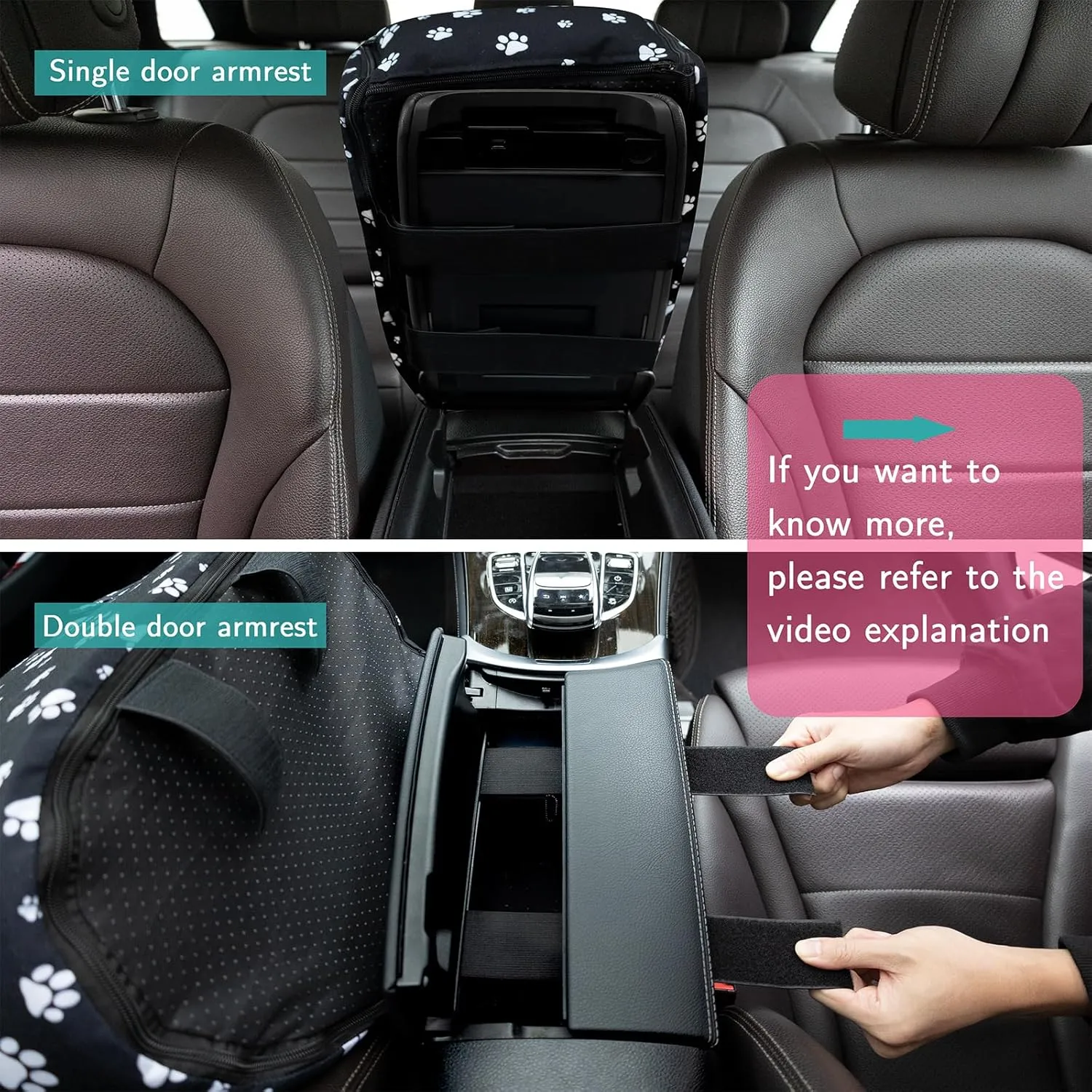 Cullaby Center Console Dog Car Seat for Small Dogs Under 15 lbs  Detachable Washable Dog Carrier, Pet Car Seat Travel Seats with Storage Pockets and Dog Safety BeltPink