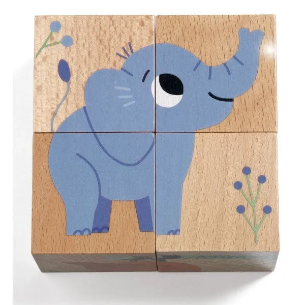 Djeco 4 Wooden Blocks Puzzle - Wild & Co