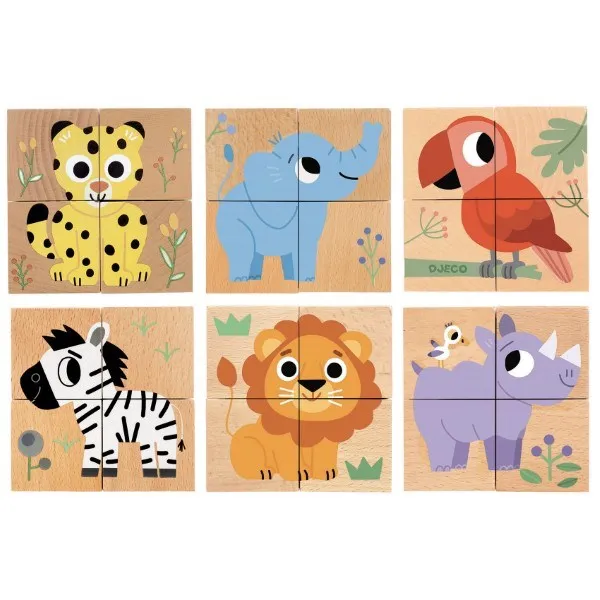 Djeco 4 Wooden Blocks Puzzle - Wild & Co