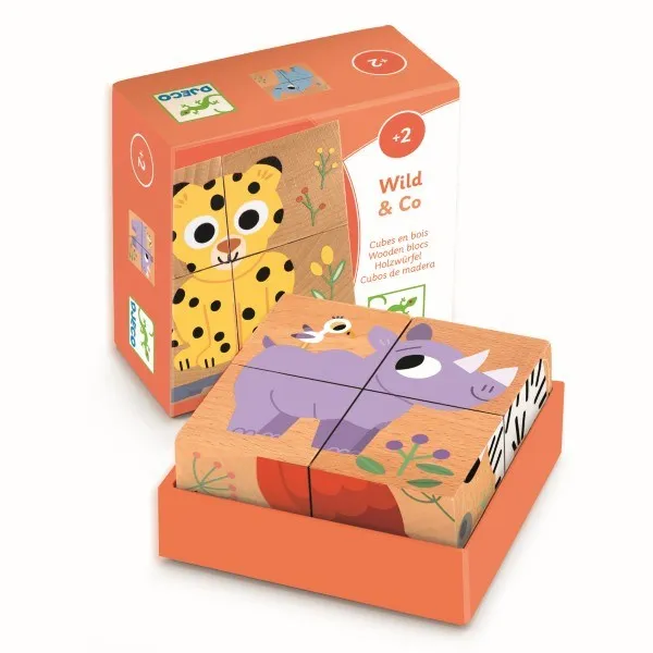 Djeco 4 Wooden Blocks Puzzle - Wild & Co