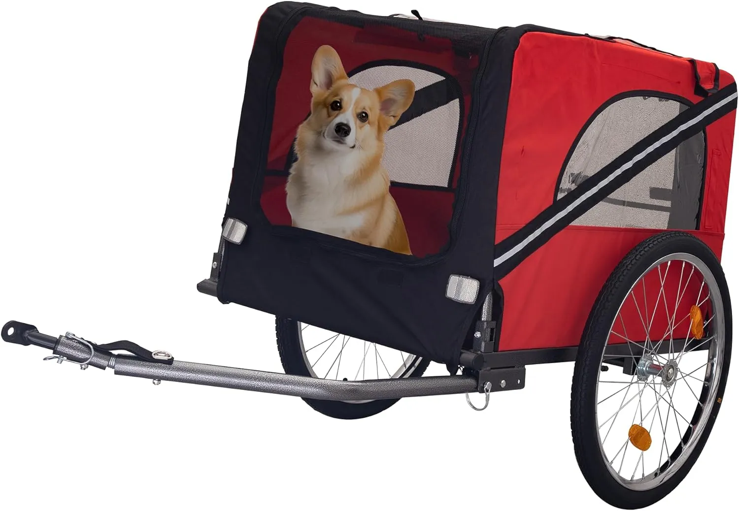 Dog Bike Trailer, Dog Carrier for Bike, Large Dog Stroller Pet Wagon with Large Wheels Mesh Screen, Bicycle Wagon for Travel, Collapsible to Store