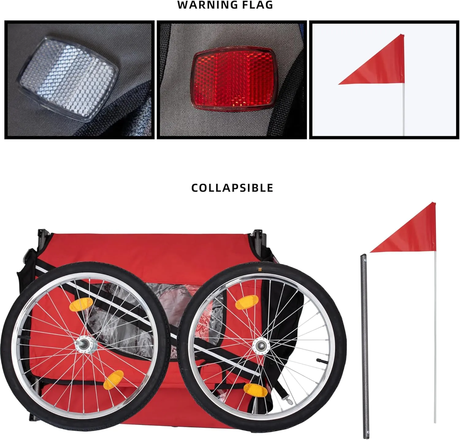 Dog Bike Trailer, Dog Carrier for Bike, Large Dog Stroller Pet Wagon with Large Wheels Mesh Screen, Bicycle Wagon for Travel, Collapsible to Store