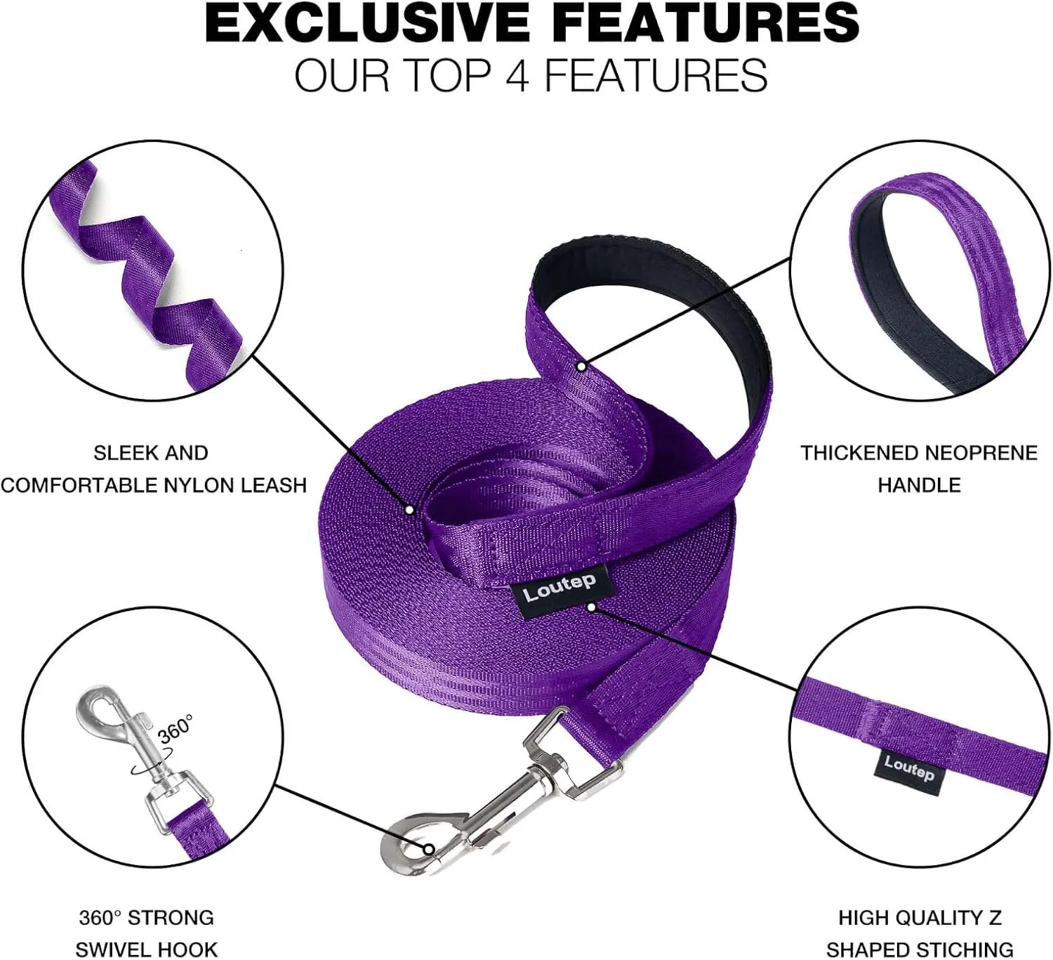 Dog Training Leash 15ft 20ft 30ft 50ft 100 feet - Extra Long Leash for Dogs with Padded Handle for Small Medium & Large Puppy Breed, Outdoor obedience, Agility Nylon Recall line Lead