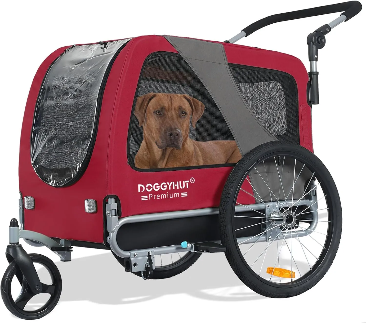 DOGGYHUT Premium Large/XL Pet Bike Trailer & Stroller for Large Sized Dog or Multiple Small Dogs,Low Center of Gravity,Parking Brakes,Easy Folding Frame,Bicycle Carrier