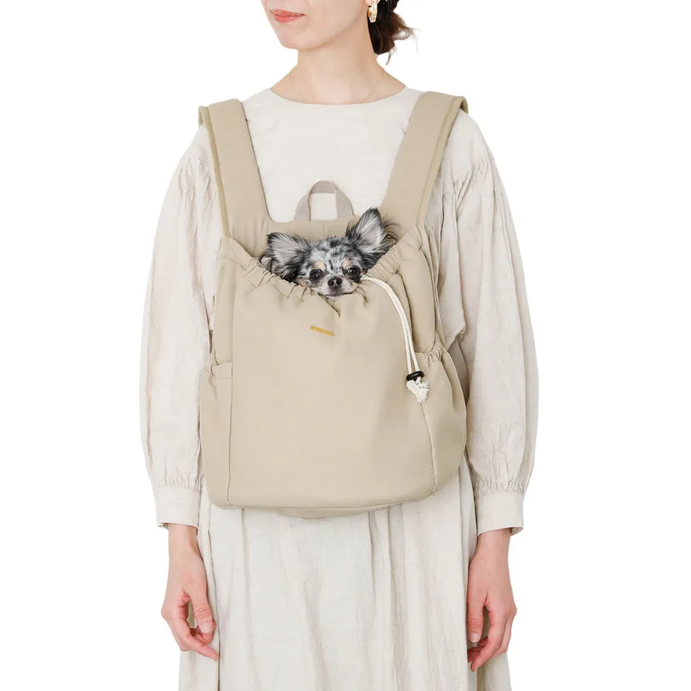 drawstring mesh front-pack - beige