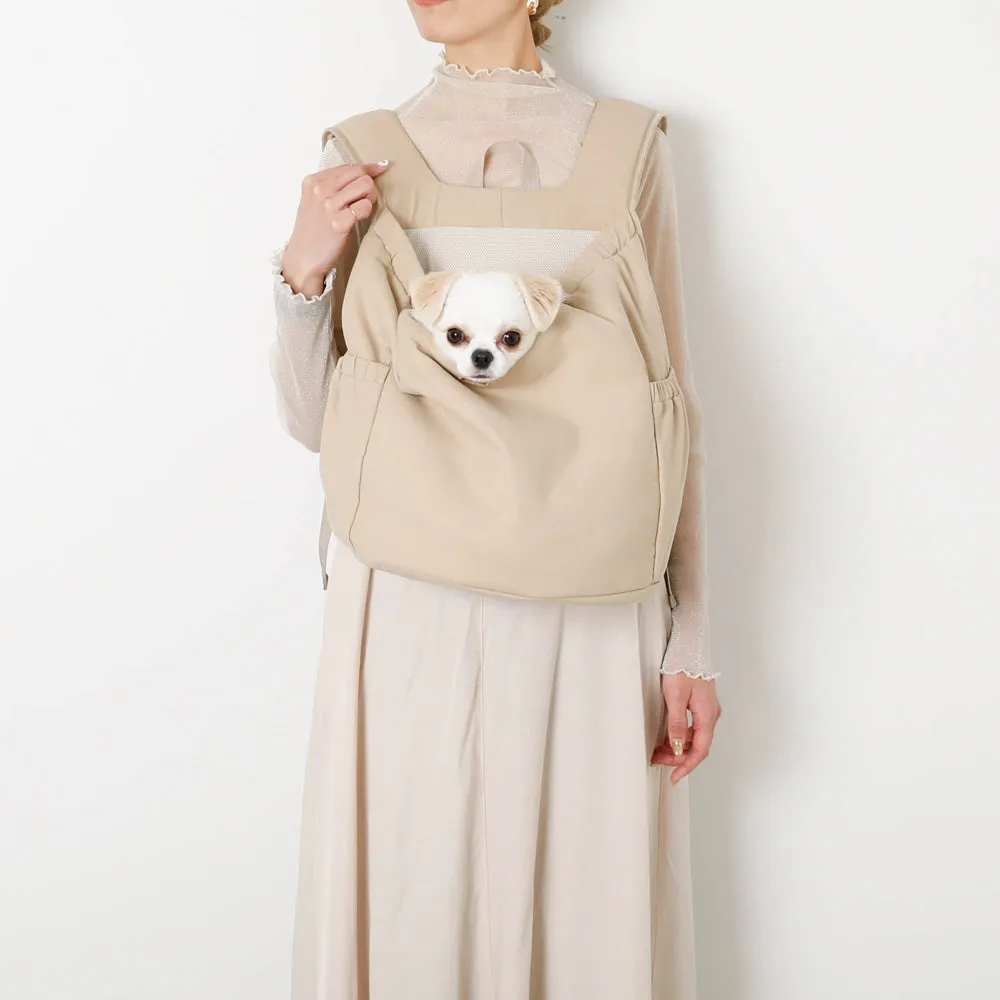 drawstring mesh front-pack - beige