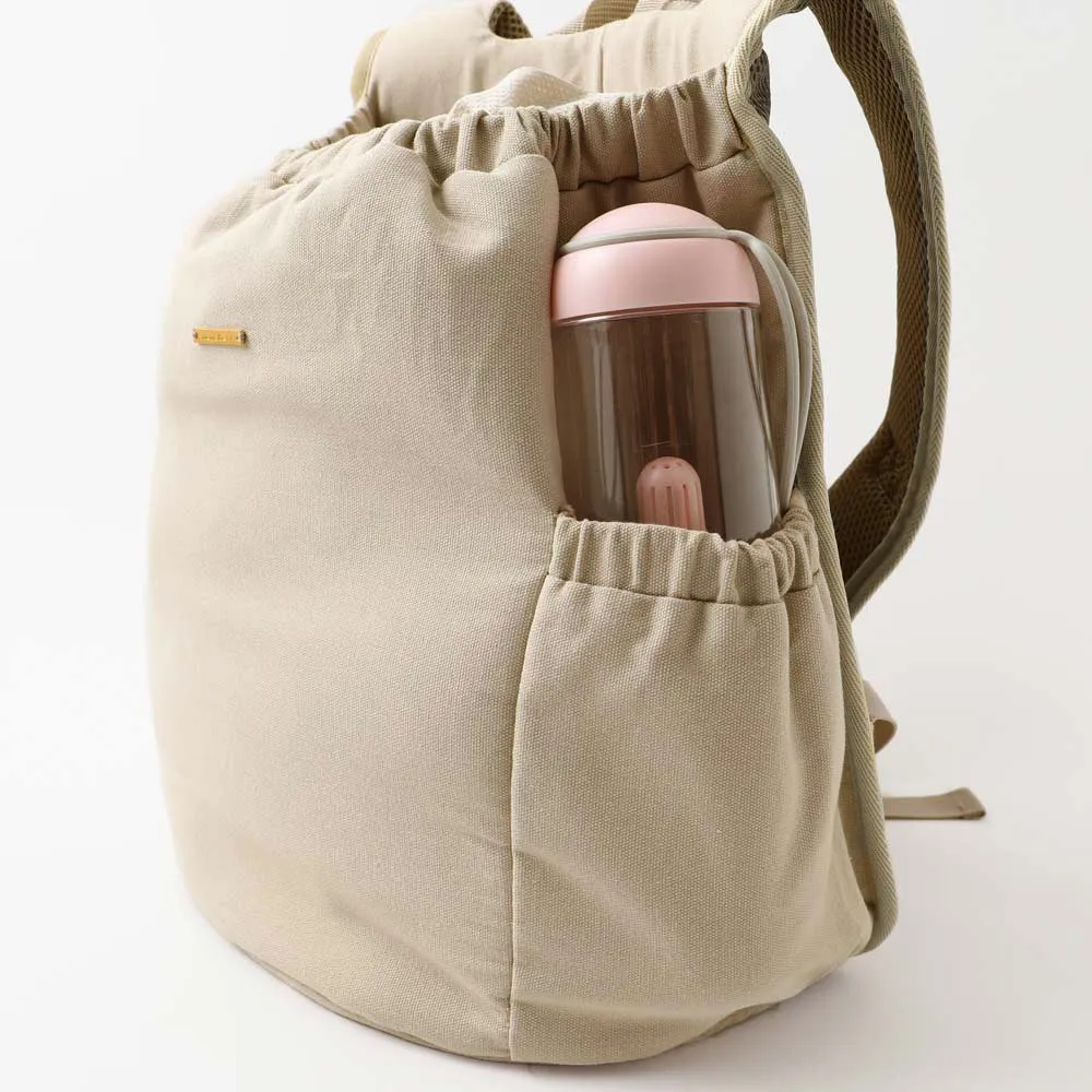 drawstring mesh front-pack - beige
